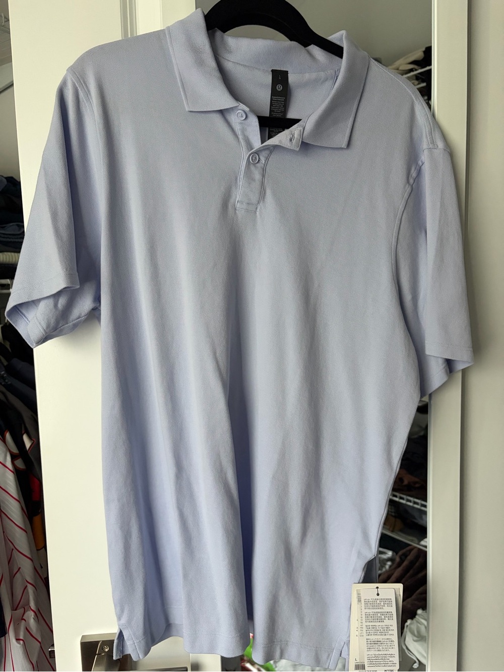 NWT Lululemon Men's Light Blue Polo Shirt - cotton pique short sleeve polo